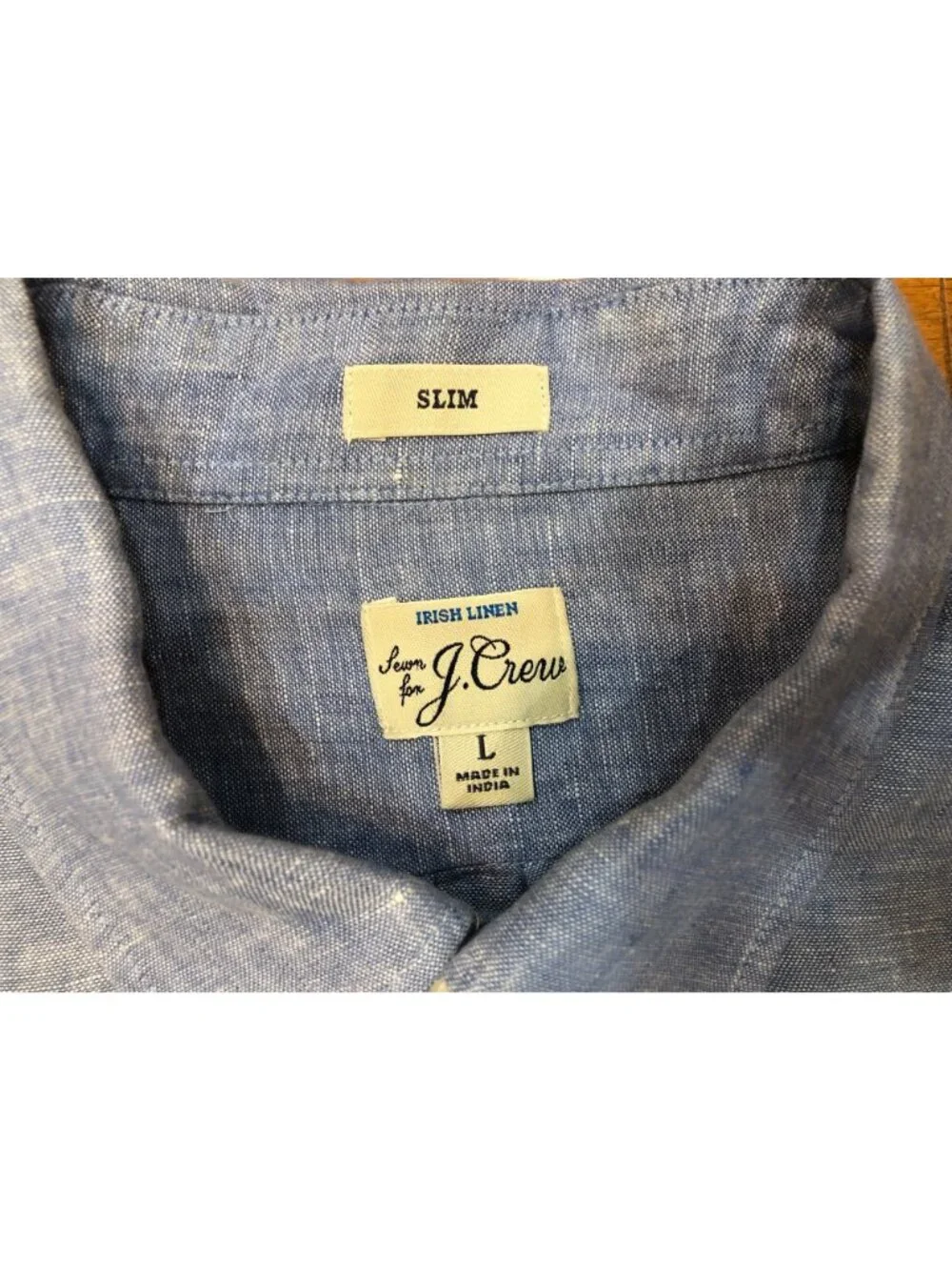 J Crew Slim Irish Linen Long Sleeve Button Front Blue Shirt Size L Coastal Prep
